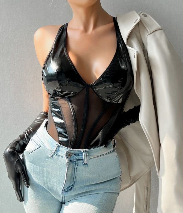 Wet Look and Mesh Teddy